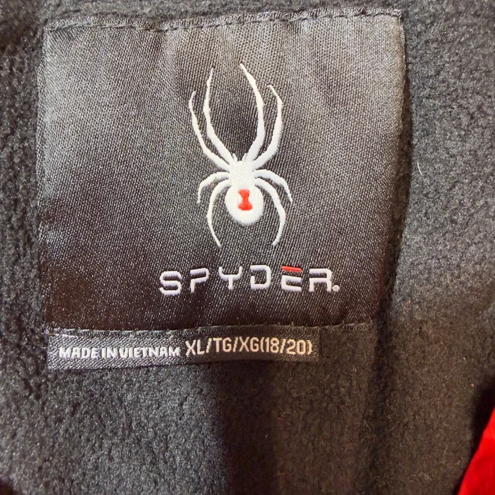 Spyder Puffer Jacket Boys XL‎ 18/20 Red Good Fleece Lined Hooded Quilted 1621